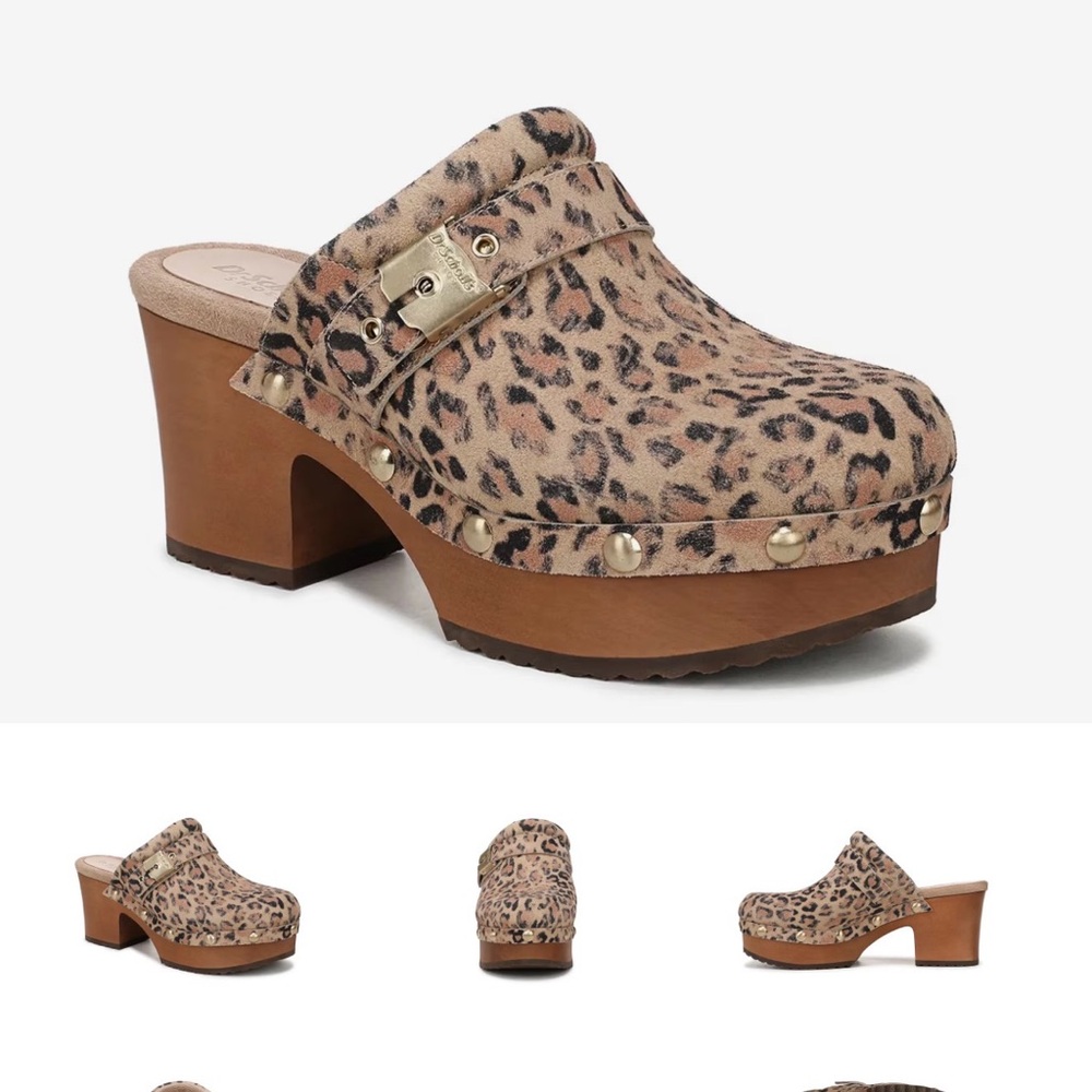 Dr. Scholl's Leopard Print Mules with Brown Heel